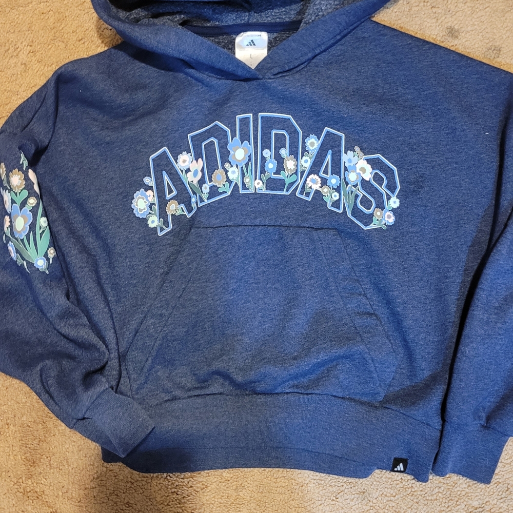 Adidas Blue Floral Hoodie